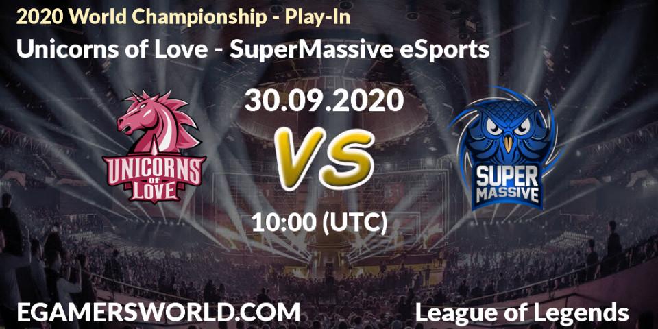 Unicorns of Love vs SuperMassive eSports: Betting TIp, Match Prediction. 30.09.2020 at 08:32. LoL, 2020 World Championship - Play-In