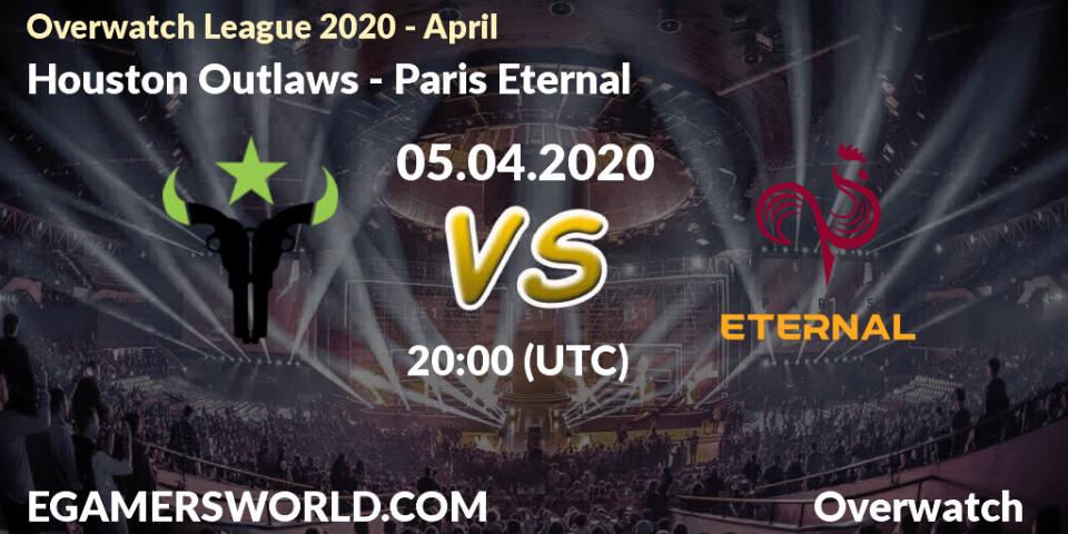 Houston Outlaws vs Paris Eternal: Betting TIp, Match Prediction. 05.04.20. Overwatch, Overwatch League 2020 - April