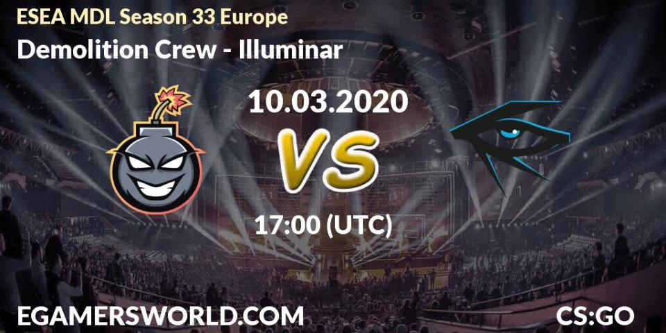 Demolition Crew vs Illuminar: Betting TIp, Match Prediction. 10.03.20. CS2 (CS:GO), ESEA MDL Season 33 Europe