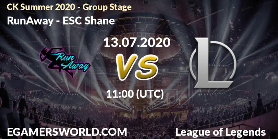 RunAway vs ESC Shane: Betting TIp, Match Prediction. 13.07.20. LoL, CK Summer 2020 - Group Stage