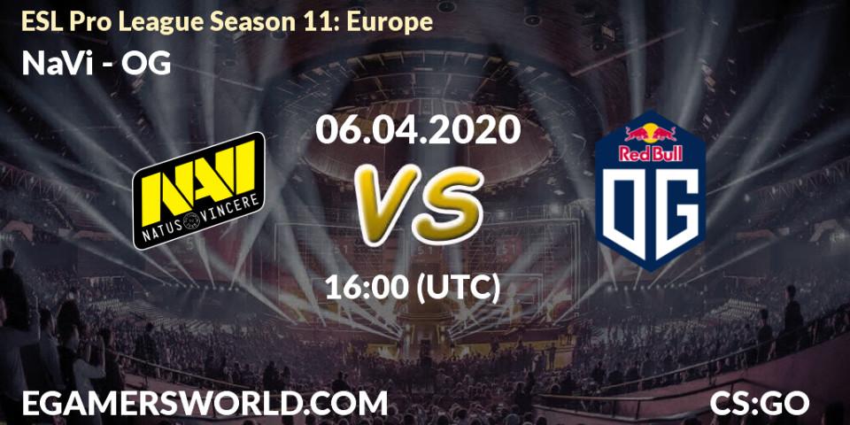 NaVi vs OG: Betting TIp, Match Prediction. 06.04.2020 at 16:50. Counter-Strike (CS2), ESL Pro League Season 11: Europe