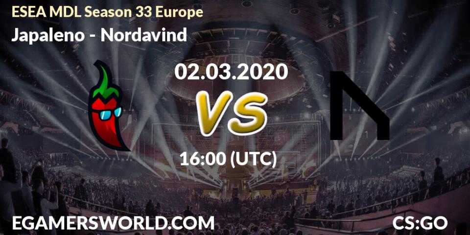 Japaleno vs Nordavind: Betting TIp, Match Prediction. 11.03.2020 at 17:30. Counter-Strike (CS2), ESEA MDL Season 33 Europe