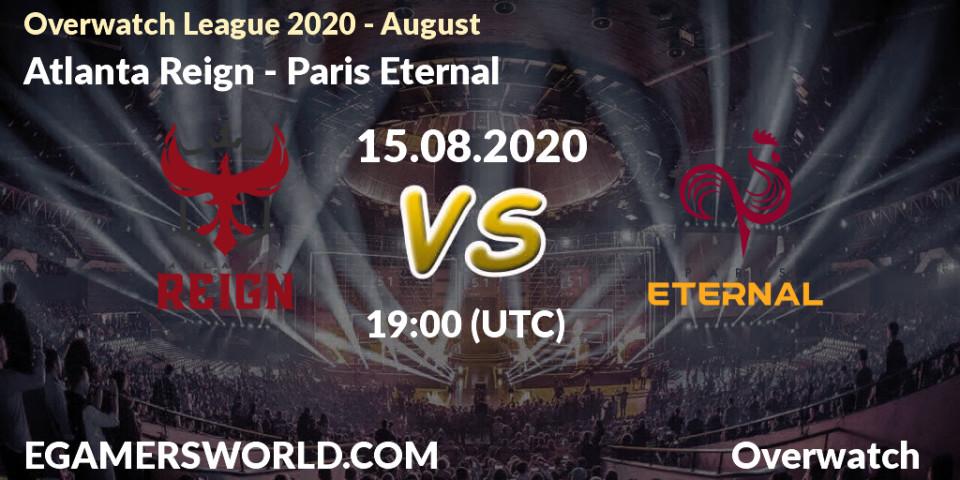 Atlanta Reign vs Paris Eternal: Betting TIp, Match Prediction. 15.08.20. Overwatch, Overwatch League 2020 - August