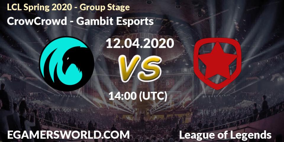 CrowCrowd vs Gambit Esports: Betting TIp, Match Prediction. 12.04.20. LoL, LCL Spring 2020 - Group Stage