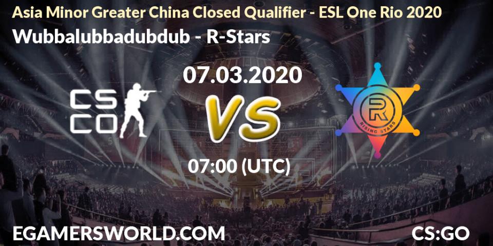 Wubbalubbadubdub vs R-Stars: Betting TIp, Match Prediction. 07.03.20. CS2 (CS:GO), Asia Minor Greater China Closed Qualifier - ESL One Rio 2020