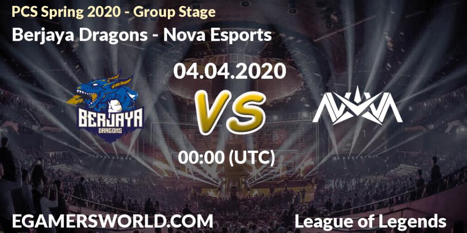 Berjaya Dragons vs Nova Esports: Betting TIp, Match Prediction. 04.04.2020 at 10:00. LoL, PCS Spring 2020 - Group Stage