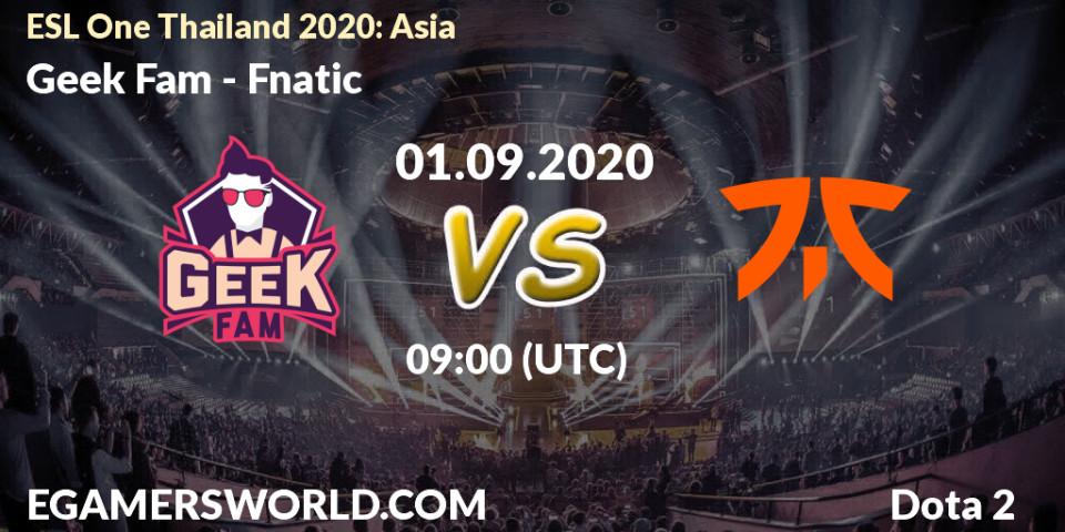 Geek Fam vs Fnatic: Betting TIp, Match Prediction. 01.09.20. Dota 2, ESL One Thailand 2020: Asia