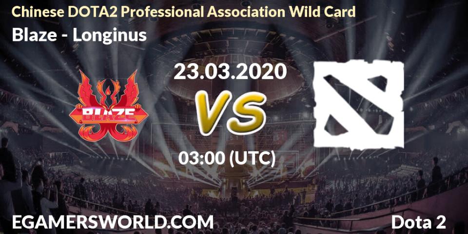 Blaze vs Longinus: Betting TIp, Match Prediction. 23.03.20. Dota 2, Chinese DOTA2 Professional Association Wild Card