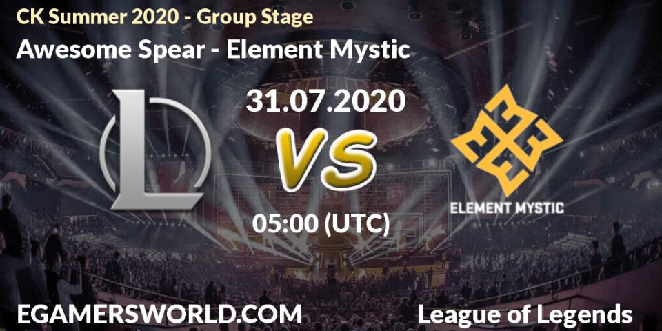 Awesome Spear vs Element Mystic: Betting TIp, Match Prediction. 31.07.20. LoL, CK Summer 2020 - Group Stage