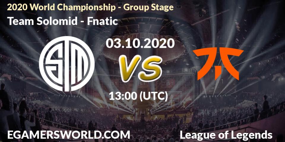 Team Solomid vs Fnatic: Betting TIp, Match Prediction. 03.10.20. LoL, 2020 World Championship - Group Stage