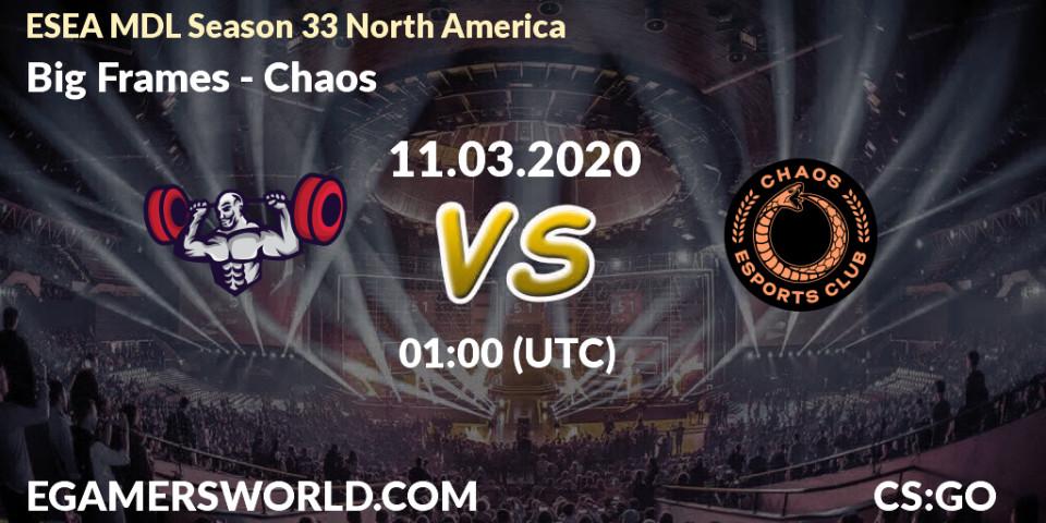 Big Frames vs Chaos: Betting TIp, Match Prediction. 15.03.20. CS2 (CS:GO), ESEA MDL Season 33 North America