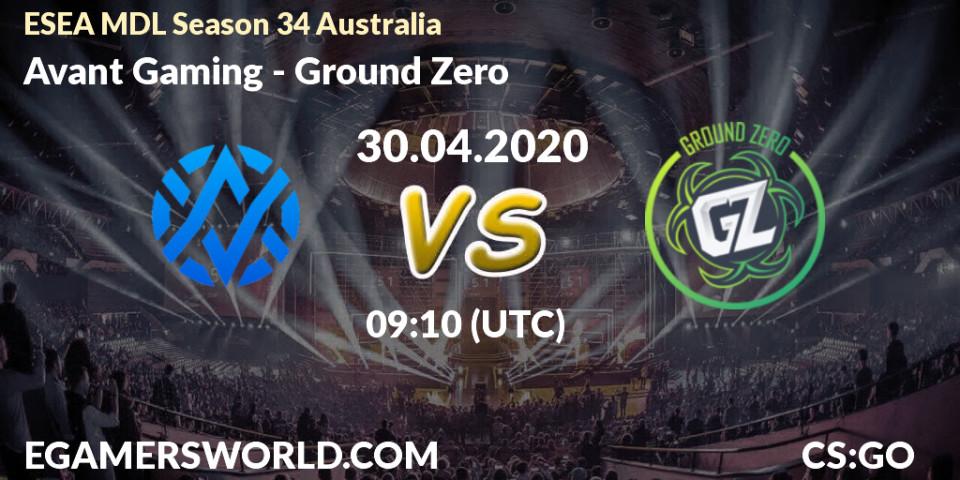 Avant Gaming vs Ground Zero: Betting TIp, Match Prediction. 30.04.20. CS2 (CS:GO), ESEA MDL Season 34 Australia