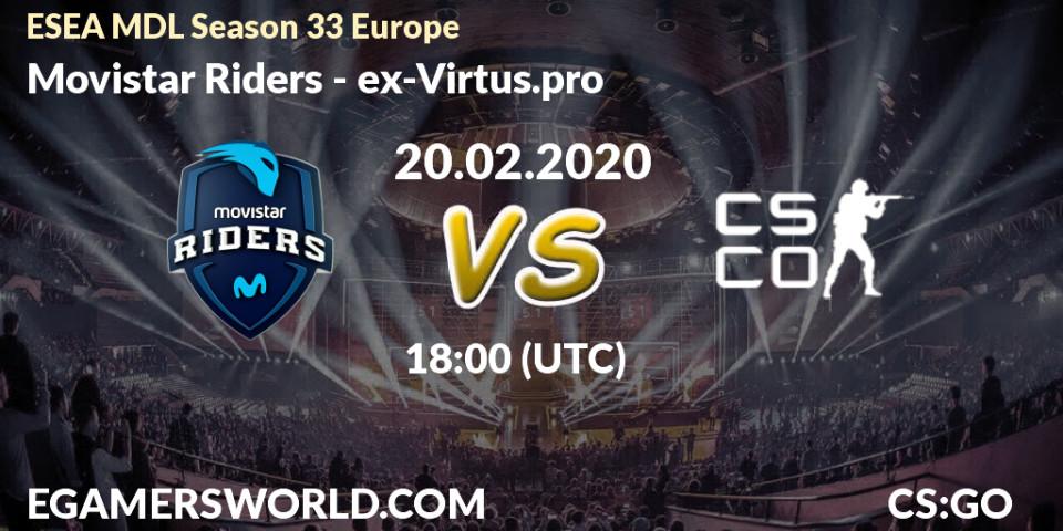 Movistar Riders vs ex-Virtus.pro: Betting TIp, Match Prediction. 20.02.20. CS2 (CS:GO), ESEA MDL Season 33 Europe