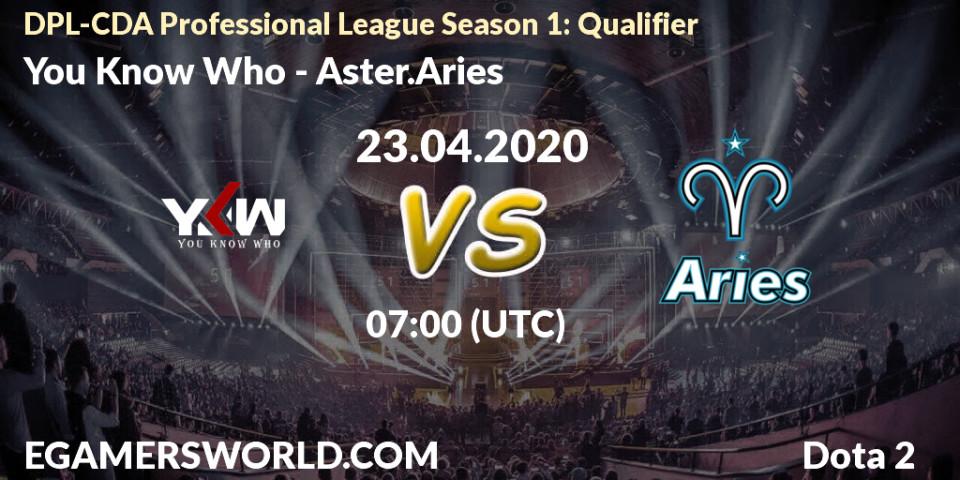 You Know Who vs Aster.Aries: Betting TIp, Match Prediction. 23.04.20. Dota 2, DPL-CDA Professional League Season 1: Qualifier