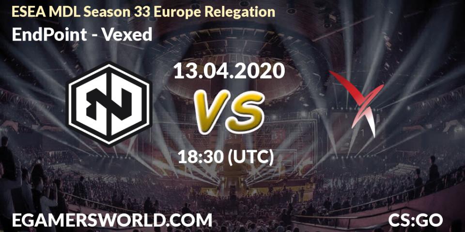 EndPoint vs Vexed: Betting TIp, Match Prediction. 13.04.20. CS2 (CS:GO), ESEA MDL Season 33 Europe Relegation