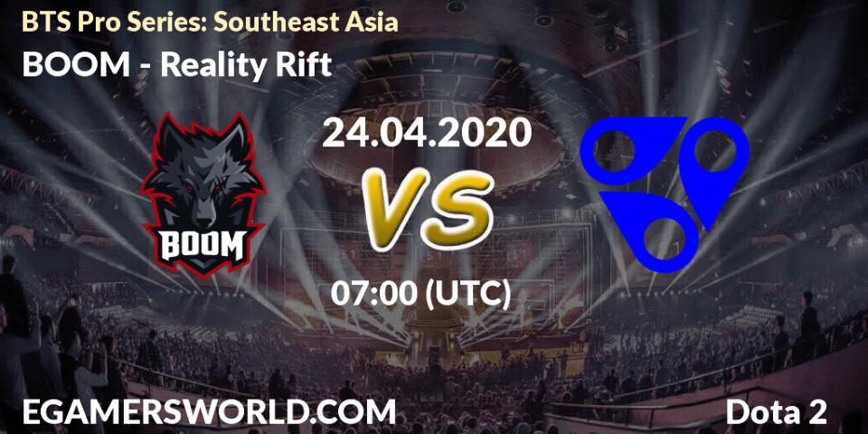 BOOM vs Reality Rift: Betting TIp, Match Prediction. 24.04.2020 at 07:00. Dota 2, BTS Pro Series: Southeast Asia