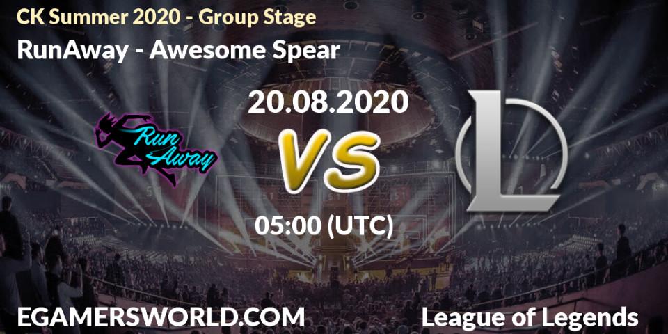 RunAway vs Awesome Spear: Betting TIp, Match Prediction. 20.08.20. LoL, CK Summer 2020 - Group Stage