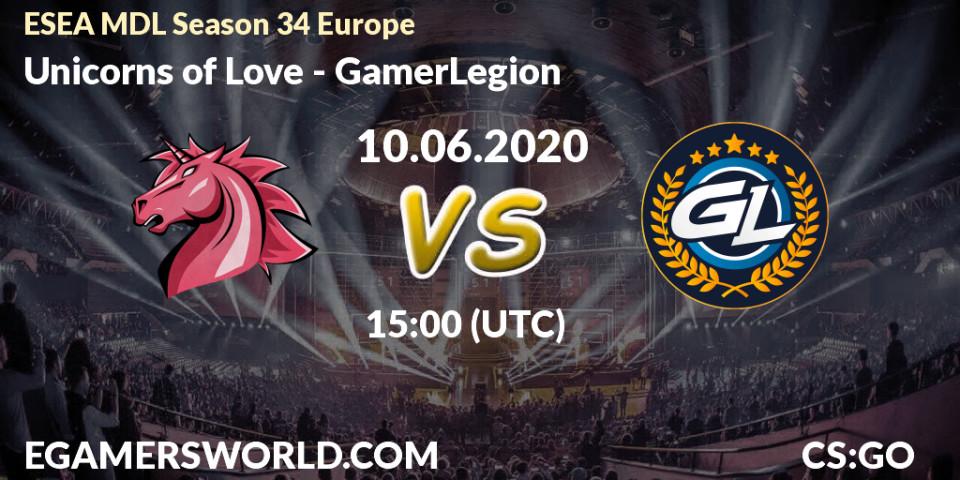 Unicorns of Love vs GamerLegion: Betting TIp, Match Prediction. 10.06.20. CS2 (CS:GO), ESEA MDL Season 34 Europe