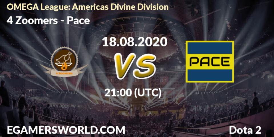 4 Zoomers vs Pace: Betting TIp, Match Prediction. 18.08.2020 at 21:01. Dota 2, OMEGA League: Americas Divine Division