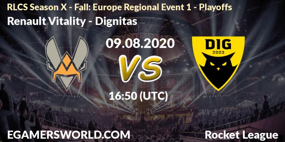 Renault Vitality vs Dignitas: Betting TIp, Match Prediction. 09.08.20. Rocket League, RLCS Season X - Fall: Europe Regional Event 1 - Playoffs