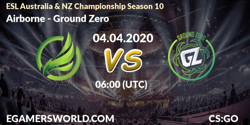 Airborne vs Ground Zero: Betting TIp, Match Prediction. 04.04.20. CS2 (CS:GO), ESL Australia & NZ Championship Season 10