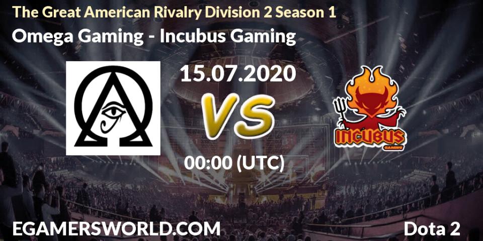 Omega Gaming vs Incubus Gaming: Betting TIp, Match Prediction. 15.07.2020 at 00:43. Dota 2, The Great American Rivalry Division 2 Season 1