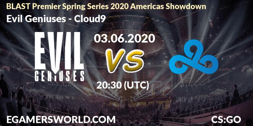Evil Geniuses vs Cloud9: Betting TIp, Match Prediction. 03.06.20. CS2 (CS:GO), BLAST Premier Spring Series 2020 Americas Showdown 