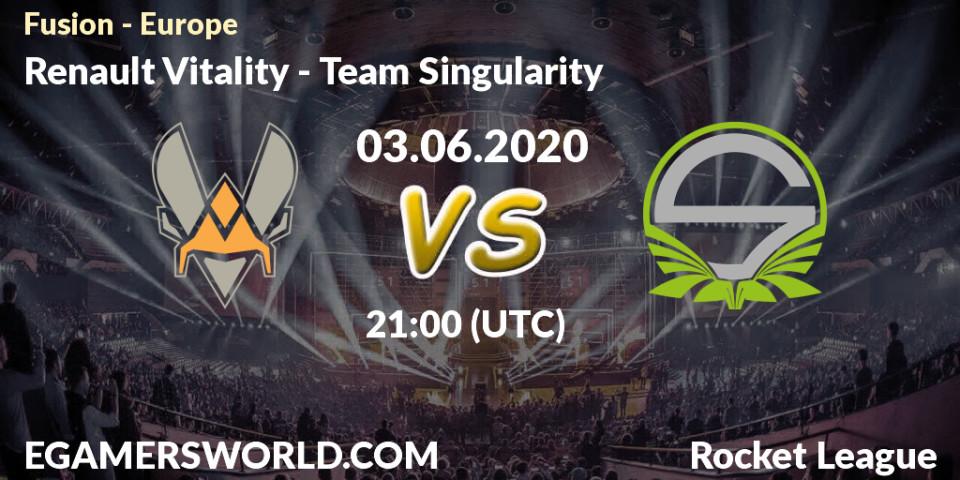 Renault Vitality vs Team Singularity: Betting TIp, Match Prediction. 05.06.2020 at 19:00. Rocket League, Fusion - Europe