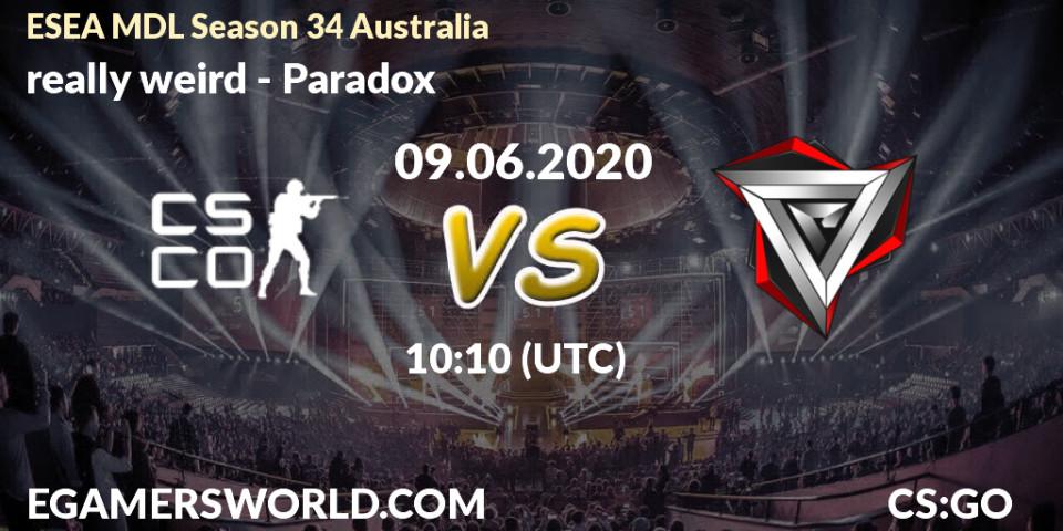 really weird vs Paradox: Betting TIp, Match Prediction. 22.06.20. CS2 (CS:GO), ESEA MDL Season 34 Australia