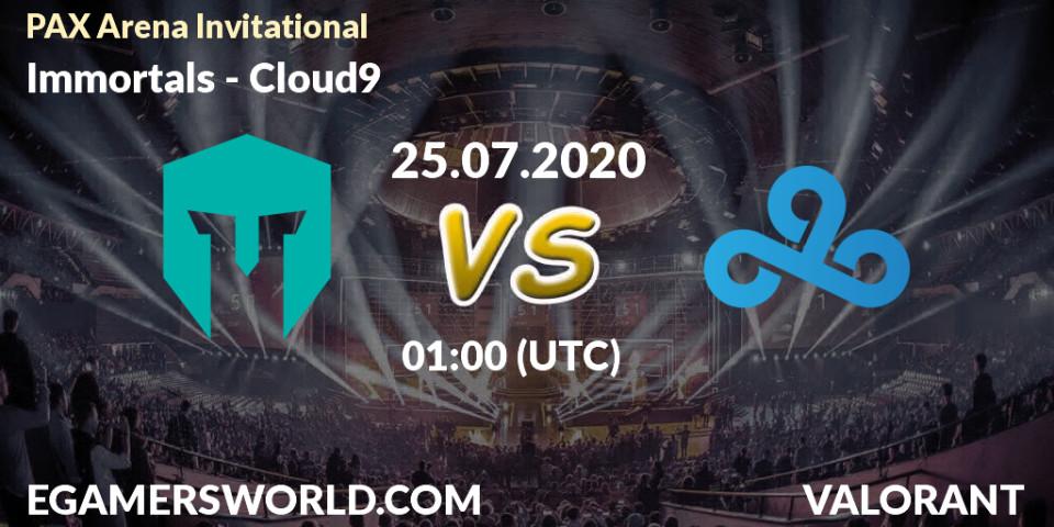 Immortals vs Cloud9: Betting TIp, Match Prediction. 25.07.2020 at 01:00. VALORANT, PAX Arena Invitational