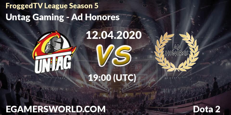 Untag Gaming vs Ad Honores: Betting TIp, Match Prediction. 11.04.2020 at 16:33. Dota 2, FroggedTV League Season 5