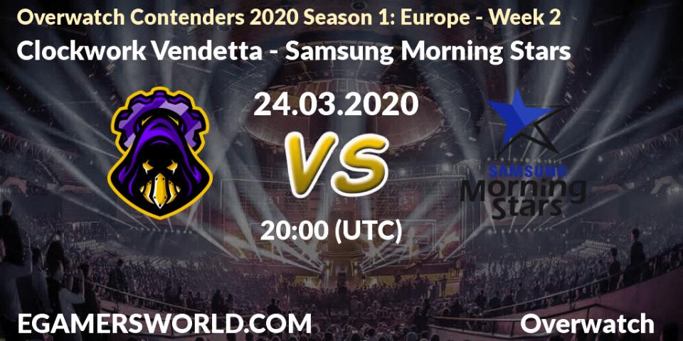 Clockwork Vendetta vs Samsung Morning Stars: Betting TIp, Match Prediction. 24.03.20. Overwatch, Overwatch Contenders 2020 Season 1: Europe - Week 2