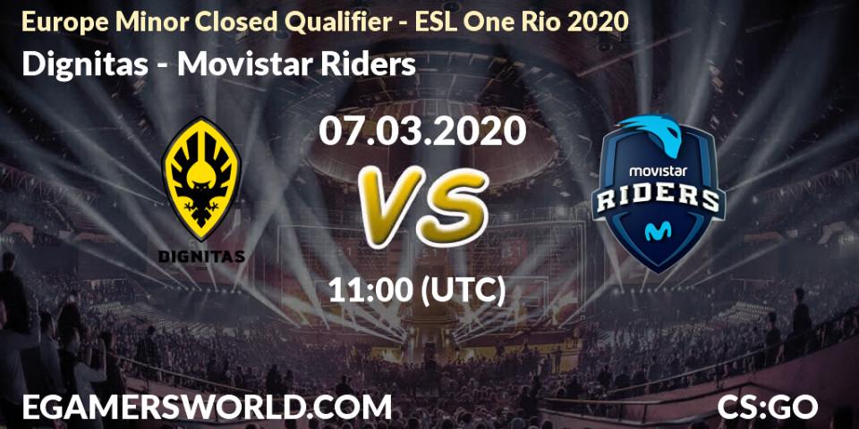 Dignitas vs Movistar Riders: Betting TIp, Match Prediction. 07.03.2020 at 11:00. Counter-Strike (CS2), Europe Minor Closed Qualifier - ESL One Rio 2020