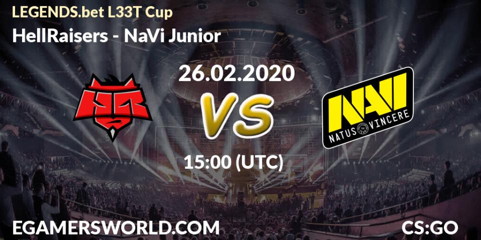 HellRaisers vs NaVi Junior: Betting TIp, Match Prediction. 27.02.2020 at 15:05. Counter-Strike (CS2), LEGENDS.bet L33T Cup