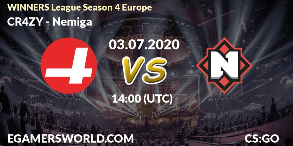 CR4ZY vs Nemiga: Betting TIp, Match Prediction. 03.07.20. CS2 (CS:GO), WINNERS League Season 4 Europe