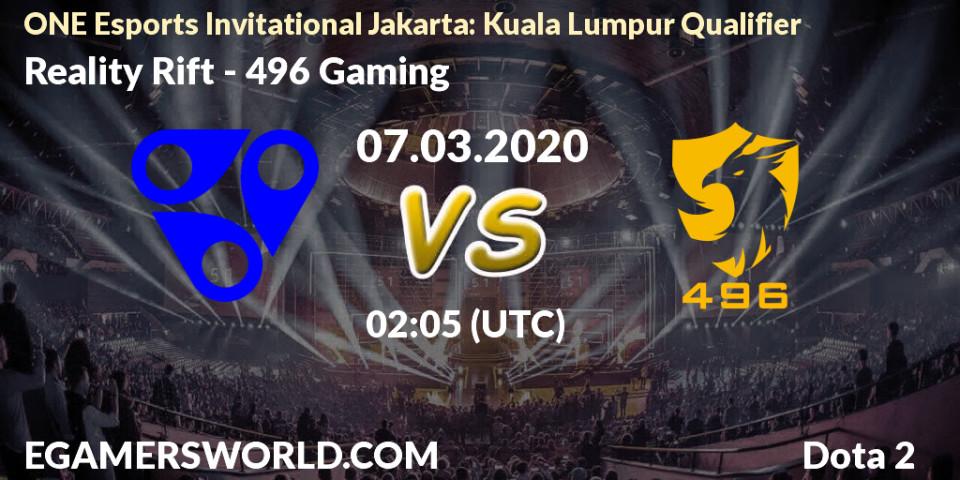 Reality Rift vs 496 Gaming: Betting TIp, Match Prediction. 07.03.20. Dota 2, ONE Esports Invitational Jakarta: Kuala Lumpur Qualifier