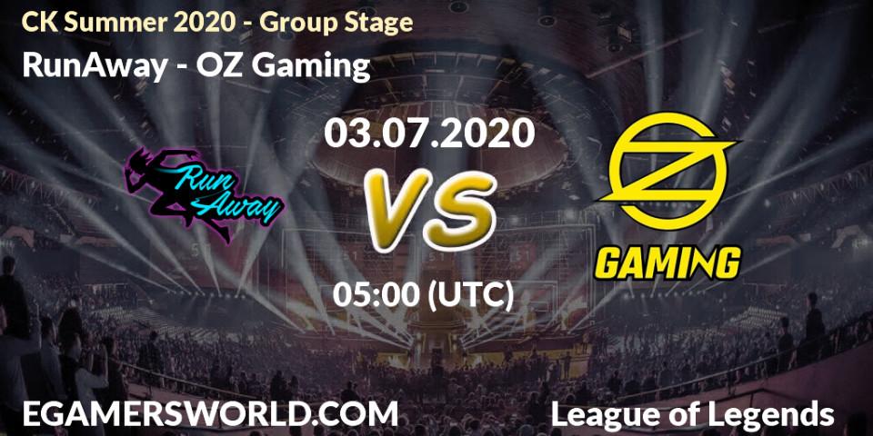 RunAway vs OZ Gaming: Betting TIp, Match Prediction. 03.07.2020 at 04:50. LoL, CK Summer 2020 - Group Stage