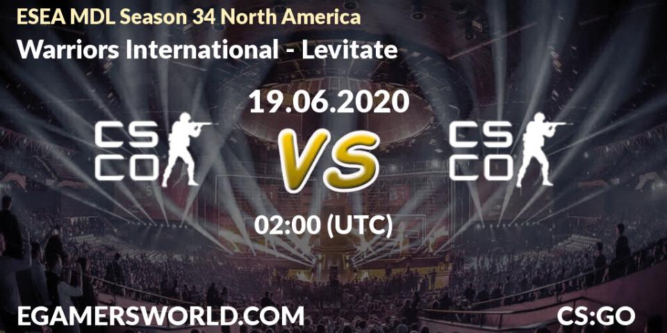 Warriors International vs Levitate: Betting TIp, Match Prediction. 24.06.20. CS2 (CS:GO), ESEA MDL Season 34 North America