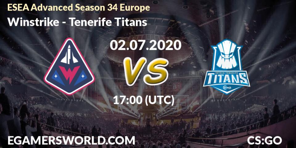 Winstrike vs Tenerife Titans: Betting TIp, Match Prediction. 02.07.20. CS2 (CS:GO), ESEA Advanced Season 34 Europe
