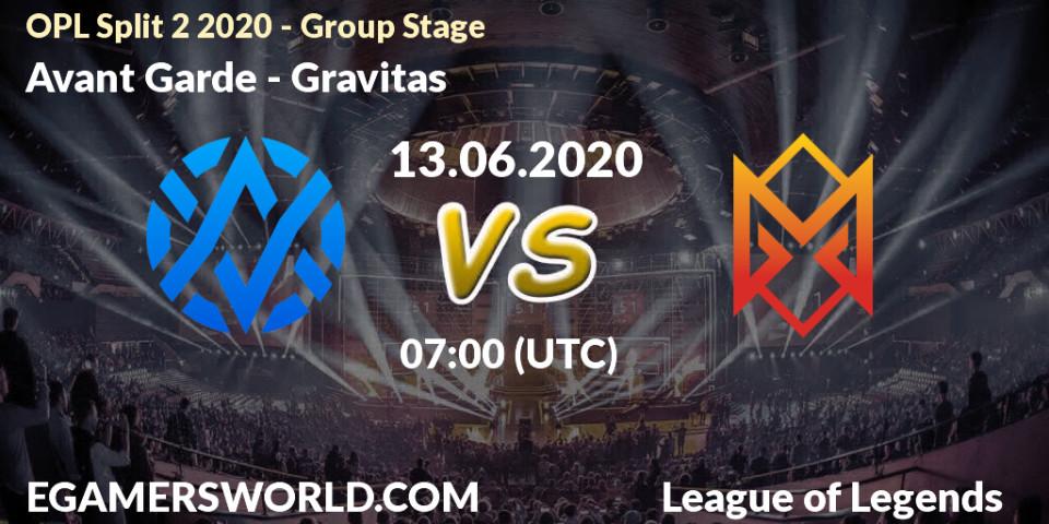 Avant Garde vs Gravitas: Betting TIp, Match Prediction. 13.06.20. LoL, OPL Split 2 2020 - Group Stage
