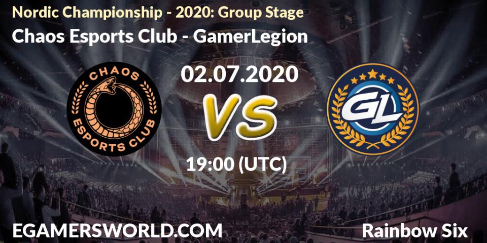 Chaos Esports Club vs GamerLegion: Betting TIp, Match Prediction. 02.07.2020 at 19:00. Rainbow Six, Nordic Championship - 2020: Group Stage