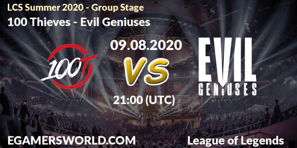100 Thieves vs Evil Geniuses: Betting TIp, Match Prediction. 09.08.20. LoL, LCS Summer 2020 - Group Stage