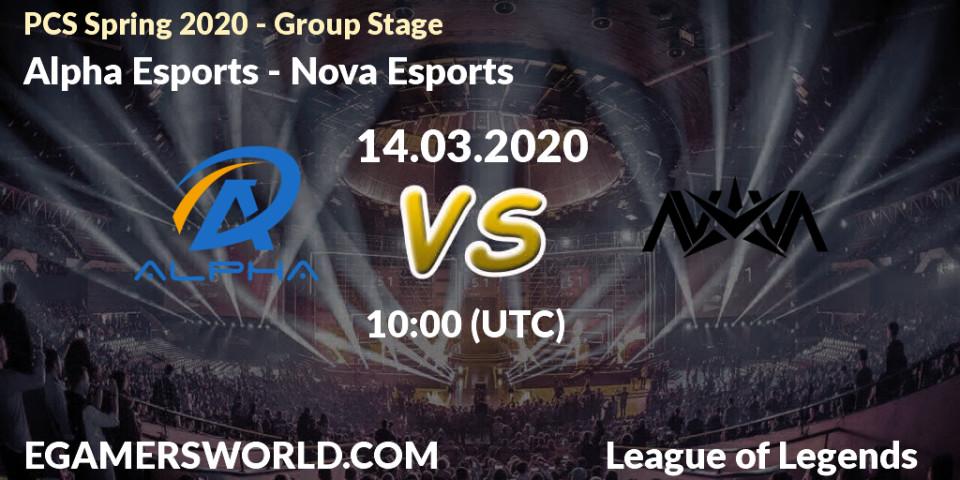 Alpha Esports vs Nova Esports: Betting TIp, Match Prediction. 14.03.2020 at 10:00. LoL, PCS Spring 2020 - Group Stage