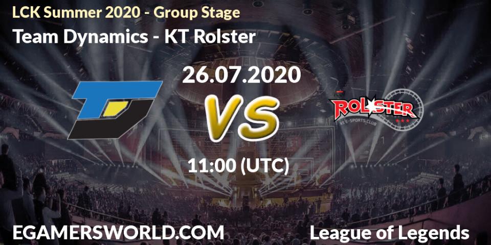 Team Dynamics vs KT Rolster: Betting TIp, Match Prediction. 26.07.20. LoL, LCK Summer 2020 - Group Stage