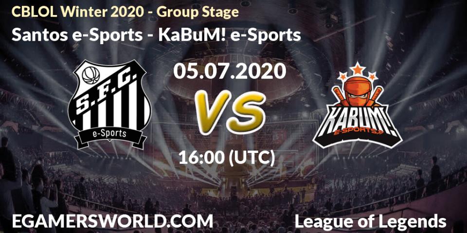Santos e-Sports vs KaBuM! e-Sports: Betting TIp, Match Prediction. 05.07.2020 at 16:00. LoL, CBLOL Winter 2020 - Group Stage