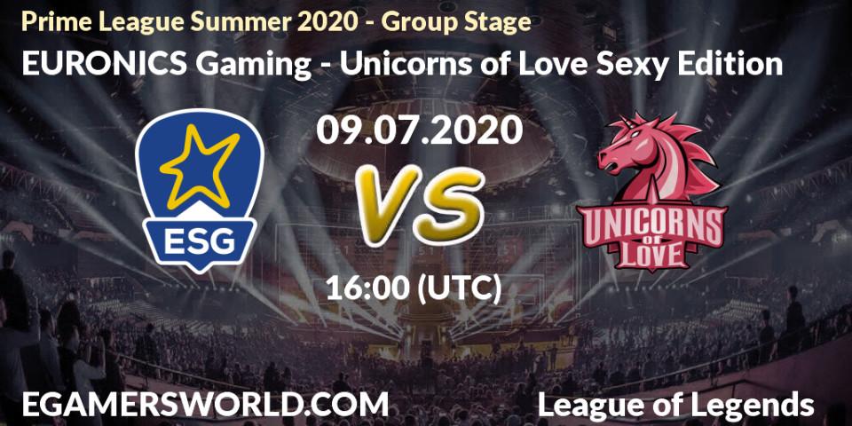 EURONICS Gaming vs Unicorns of Love Sexy Edition: Betting TIp, Match Prediction. 09.07.20. LoL, Prime League Summer 2020 - Group Stage