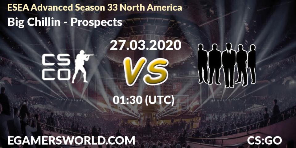 Big Chillin vs Prospects: Betting TIp, Match Prediction. 27.03.20. CS2 (CS:GO), ESEA Advanced Season 33 North America
