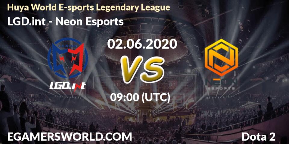 LGD.int vs Neon Esports: Betting TIp, Match Prediction. 02.06.20. Dota 2, Huya World E-sports Legendary League