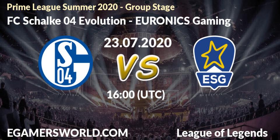 FC Schalke 04 Evolution vs EURONICS Gaming: Betting TIp, Match Prediction. 23.07.20. LoL, Prime League Summer 2020 - Group Stage