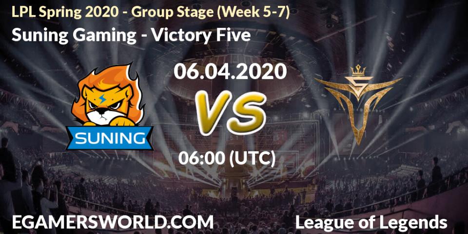 Suning Gaming vs Victory Five: Betting TIp, Match Prediction. 06.04.20. LoL, LPL Spring 2020 - Group Stage (Week 5-7)